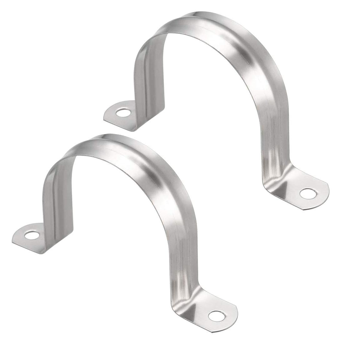Unifizz 60mm(2.4") Rigid Pipe Strap 2 Holes U Bracket Cable Clamp, 304 Stainless Steel Tension Tube Clip Conduit Clamp Hanger 2pcs