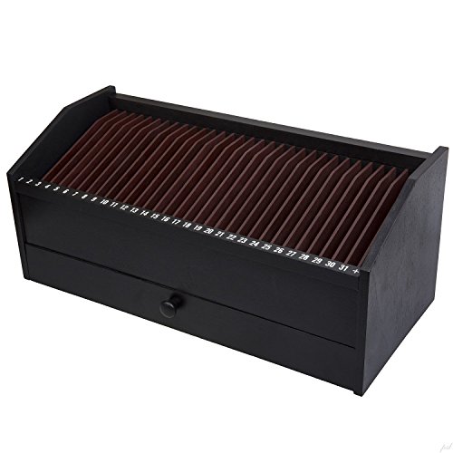 17" - 31 Slot Wooden Bill/Letter Organizer With Drawer - Black BY JUMBLâ„¢ (Certified Refurbished)