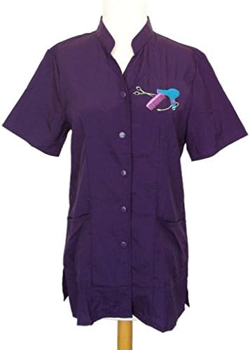 "Anna Jacket" with Designer (DS) Logo, High Fashion Hair Stylist Nylon Uniform by Charlene (3XL, DARK PURPLE)