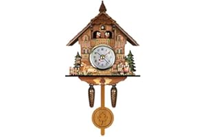 AUNMAS Antique Wooden Cuckoo Clock, Traditional Northwest European Design, Quartz Movement for Home Decor Wall Hanging