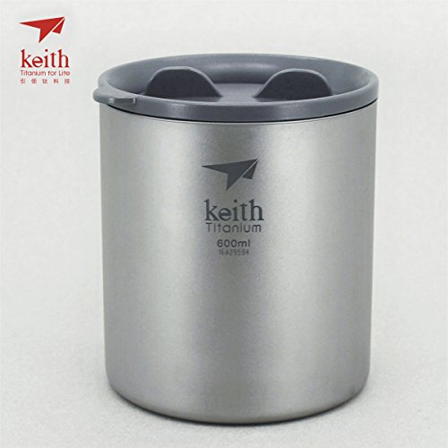 Keith Titanium Ti3306 Double-Wall Mug with Lid - 20.3 fl oz