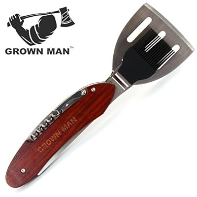 Grown Manâ„¢ BBQ Multi Tool - Includes Stainless Steel Spatula, Fork, Grill Brush, and more - Grilling Multitool for Backyard Grilling, Tailgating, and Camping