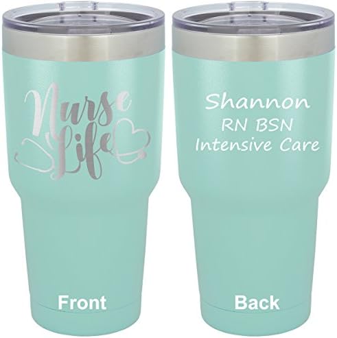Personalized Nurse Life Tumbler, 30 oz. Tumbler, Customized Tumbler, Nurse Tumbler (Teal)