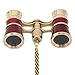 OPO Opera Theater Horse Racing Glasses Binocular Telescope Chain Necklace (Red with Gold Trim) 3X25
