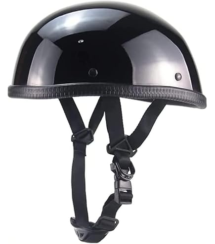 YMKJGZS German Style Open Face Road Riding Beanie Helmet Low Profile Chopper Motorcycle Half Helmet