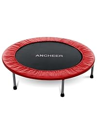 Ancheer Cama elástica de tamaño pequeño con carga máxima de 220 libras, con almohadillas de seguridad, para patio interior, para ejercicios de entrenamiento cardiovascular (2 tamaños: 38 y 40 pulgadas, dos modos: plegable fijo)