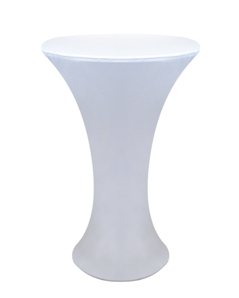 JISEN Cocktail Spandex Fitted Stretchable Elastic Tablecloth 32x43 Inch White — image 1