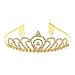 Rivertree Gold Costume princess crown With Comb Pin For Girls & Women Crystal Bridal wedding Tiara