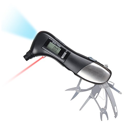 WONER Tyre Pressure Gauge ,Tire Gauge, LED Backlit Torch with Tools and Life Hammer, Precision Instrument for Measuring Motor Tire Pressure WONER Tyre Pressure Gauge ,Tire Gauge, LED Backlit Torch with Tools and Life Hammer, Precision Instrument for Measuring Motor Tire Pressure