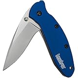 Kershaw Navy Blue Scallion Pocket Knife (1620NB); 2.4” 420HC Steel Blade with Bead-Blasted Finish and Anodized Aluminum Handle, SpeedSafe Assisted Opening, Liner Lock, Tip-Lock Slider; 2.5 OZ