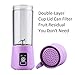 Electric USB Juicer Blender Portable Juicer Cup 380ml Water Bottle Juicer Machine with 6 Blades, 2000mAh Rechargable Battery (Purple)