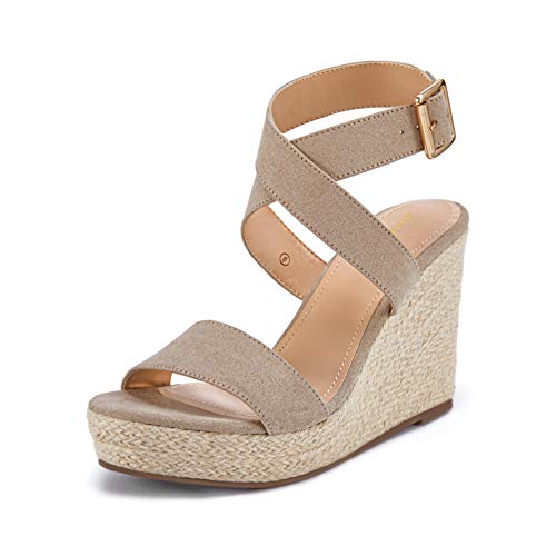 Womens Wedge Platform Espadrille Cross Ankle Strap Slingback Open Toe Summer High Heel Sandals