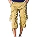 Hzcx Fashion Mens Washed Cotton Long Capris Multi-Pockets Casual Cargo Shorts