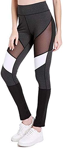 BaZhaHei Women's Mesh Yoga Pants Patchwork Workout Leggings Color Block Fitness Sport Gym Yoga Athletic Pants Skinny Elastic Waist Trousers