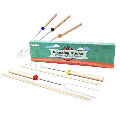AMADO 8-STICK 32 –Inch Marshmallow Roasting Sticks, Stainless Steel Roasting Sticks, Perfect Grilling Marshmallow Sticks