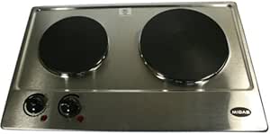 Hornillo eléctrico 2 placa 1500 + 1000 W Acero Inoxidable con termostato MIDAS MD-PCD2