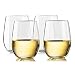 TaZa Unbreakable Stemless Wine Glasses: Elegant Shatterproof Tritan Plastic Outdoor Cups with Weighted Base | Dishwasher-Safe | Smooth Rims | 16 Ounce | Set of 4