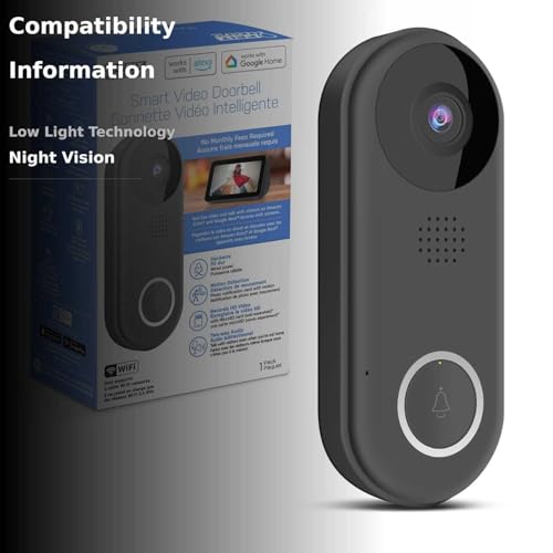 Feit Electric Doorbell Camera, 2.4 GHz WiFi, No Hub, Two-Way Audio, Motion Detection, Night Vision, 1080p HD, Micro SD Card Storage, Wireless Chime Included, Hardwired, CAM/Door/WiFi - View 3