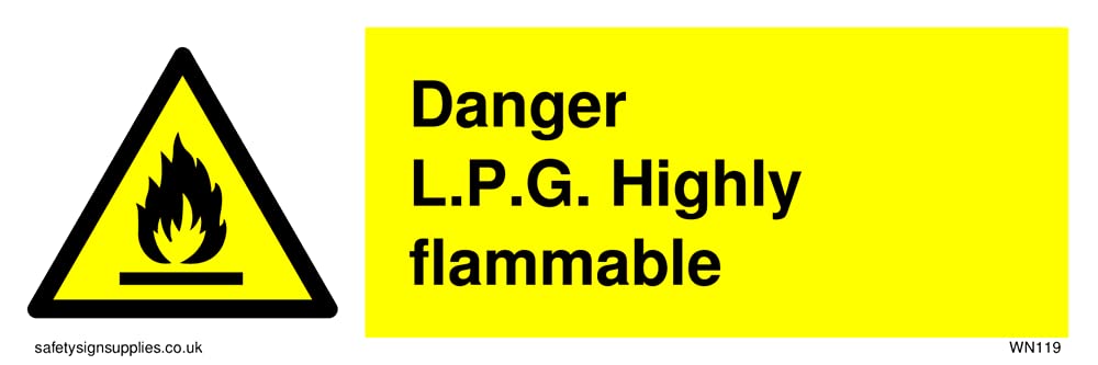 Pack of five - L.p.g. Highly Flammable Sign - 150x50mm - L15
