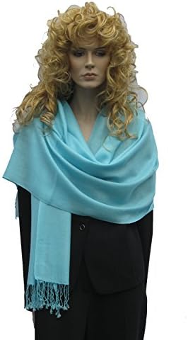 Cashmere Pashmina Group: Solid Pashmina Shawl, Scarf, Wrap &amp; Stole (Large size) Robin's Egg