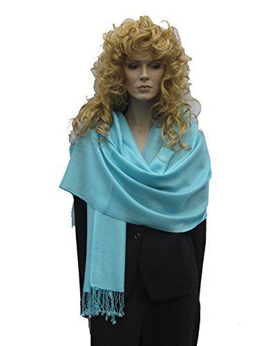 Cashmere Pashmina Group: Solid Pashmina Shawl, Scarf, Wrap & Stole (Large size) Robin's Egg