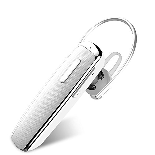 Bluetooth Headset New Bee Lightweight Handsfree Bluetooth Headset Wireless Earpiece Earbuds 20 hours Playing Time Premium Bass Clear Stereo Sound with Mic for iPhone Android Smart Phones (White)