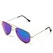 Premium Polarized Full Mirrored Aviator Sunglasses w/Flash Mirror Lens (Flashing Green)