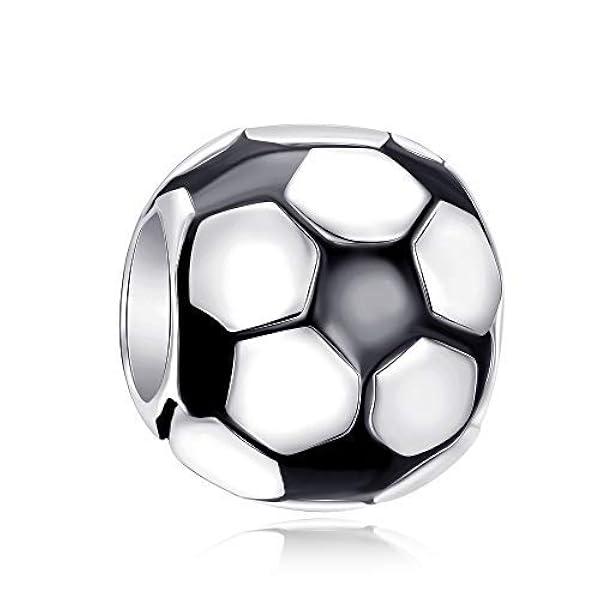 Manhe Charms サッカーチャーム 925スターリングシルバー サッカーボールビーズ パンドラブレスレットチャーム用