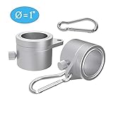 Allinko Flag Pole Mounting Ring Clip 2 Pack [Tangle Free | Anti-Wrap] Upgraed Metal Aluminum Rotating Flagpole Mounting Rings 360 Degree Spinning Flap Pole Kit with Carabiner - 1" Diameter