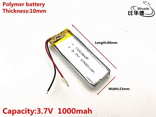 3.7V 1000mAh 102360 Lithium Polymer Ion Rechargeable Battery Lithium Polymer Li-Po Battery for MP4 GPS MP3 Bluetooth Stereo DIY Gift