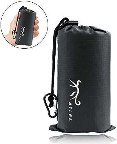 ATLES Outdoor Picnic Blanket - Portable Beach Pocket Blanket Soft and Lightweight Waterproof Ideal for Camping/Hiking/Outdoor with Pouch + Free Carabiner (55'' x 71''(140 x 180cm),Grey)