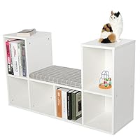 GOTOTOP Multi-Functional Wooden Storage Shelf Bookshelf Bookcase with Reading Nook Home Office Use Practical New (White)