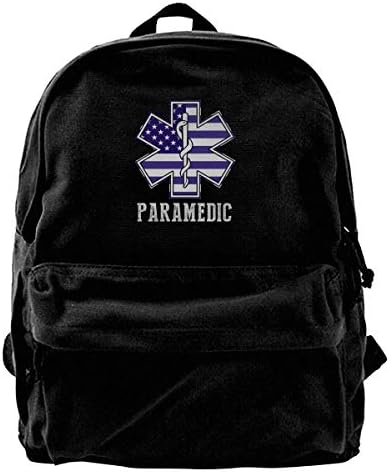 Paramedic American Flag EMT Fashion Lightweight Canvas Travel Backpack For Women & Men