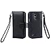 S4 Mini Case, Wisdompro Premium PU Leather 2-in-1 Protective Folio Flip Wallet Case with Credit Card Holder Slots and Wrist Lanyard for Samsung Galaxy S4 Mini (NOT S4 FIT) -Black with Lanyard
