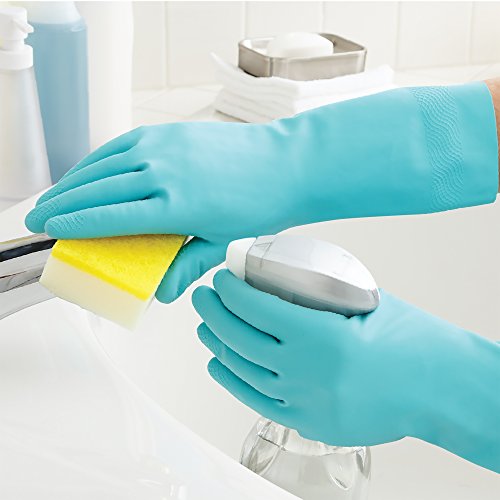 Clean Ones, 513177 everyday cleaning, Large Natural Latex, Soft Cotton Flock Lining, Cross Wave Non-Slip Grip Gloves, (L)