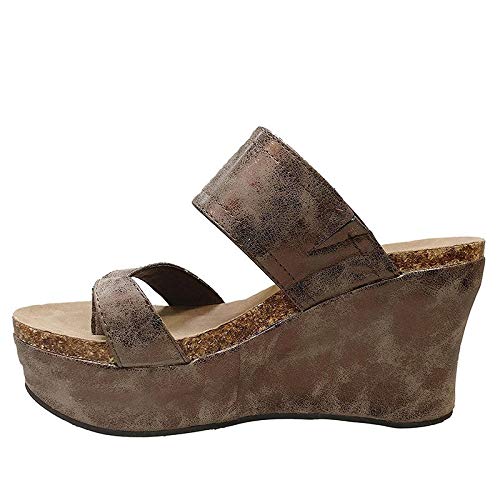 Womens Platform Slip On Cork Wedge Slide Sandals Mules Thong Slingback Summer Shoes - Image 4