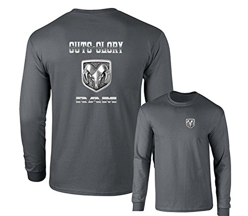 Guts Glory RAM Logo Dodge Emblem Long Sleeve T-Shirt, Charcoal, L