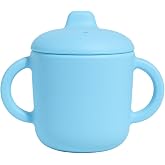 Catii 6 Months+ Sippy Cups with Handles, Small Silicone Sippy Cups Leak Proof 5oz,No Spill Sippy cups for Toddlers (Powder Blue)