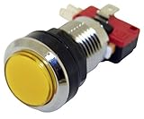 Arcade Game Silver Plated Illuminated Pushbutton (Yellow)