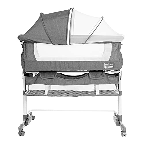 Baby Bassinet Bedside Crib, 3 in 1 Bedside Bassinet Baby Crib, Portable Travel Crib with 5 Gears Height Adjustable, Fold…