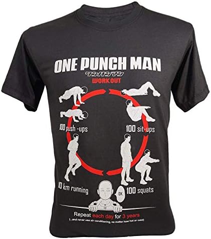 EresShop Men's Saitama Workout Training to Be Bald Funny T-Shirt