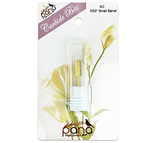 Pana 3/32" Safety Nail Carbide Bit - Gold Small Barrel Head (Grit: Extra Coarse - XC) for Electric Dremel Drill Machine