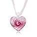 VEINTI+1 Exotic Style Eye-catcher Handmade Romantic Heart with Pink Flower Design Glass Necklace