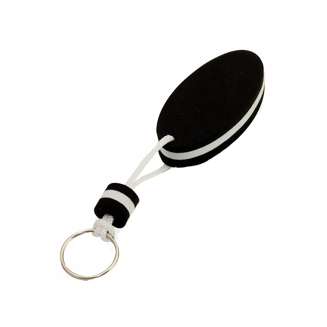 Floating keychain made of EVA foam and stainless steel ring in a fun two-tone design, Black, One Size