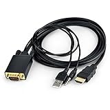 XF TIMES VGA to HDMI 1080P HD Audio TV AV HDTV Video Cable Converter Adapter, 6-Feet with 3.5mm Audio Cable and USB Power Cable