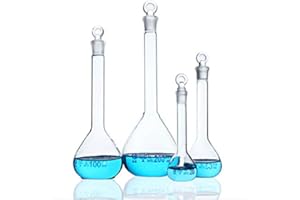 YUXUN YX Class A, Volumetric Flask, Capacity 20ML, Grinding Stopper, Printed Blue Graduations & Marking Spot, Borosilicate Glass, Lab Glassware Kits (20ml)