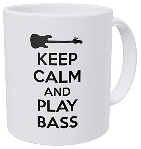 Wampumtuk Keep Calm And Play Bass, Guitar 11 Ounces Funny Coffee Mug