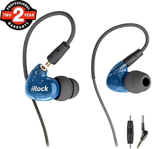 Sport Earbuds, Aitalk A8 Dual Driver Musician’s in Ear Monitors with Microphone Earhook Removable Cable Noise Isolating Exercise Earphones for Workout Jogging Gym Running – Blue