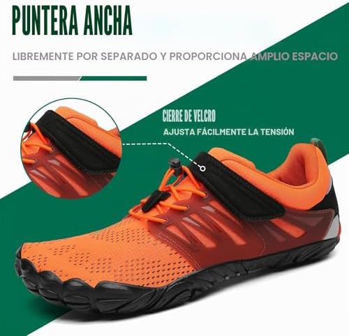Sapatos Descalços Homens Mulheres Sapatos Minimalistas Sapatos Descalços Sapatos Minimalistas Sapatos de Trilho Para Corrida Descalça Sapatos com sola laranja Zero Drop, 44.º ano