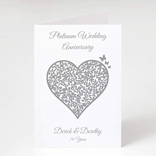70th Platinum Wedding Anniversary Personalised Card 70 Years Vintage Heart Amazon Co Uk Handmade